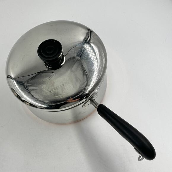 REVERE WARE 1801 VTG 2 Qt 92e Saucepan w Lid MADE IN USA Copper Stainless Steel - Picture 3 of 11